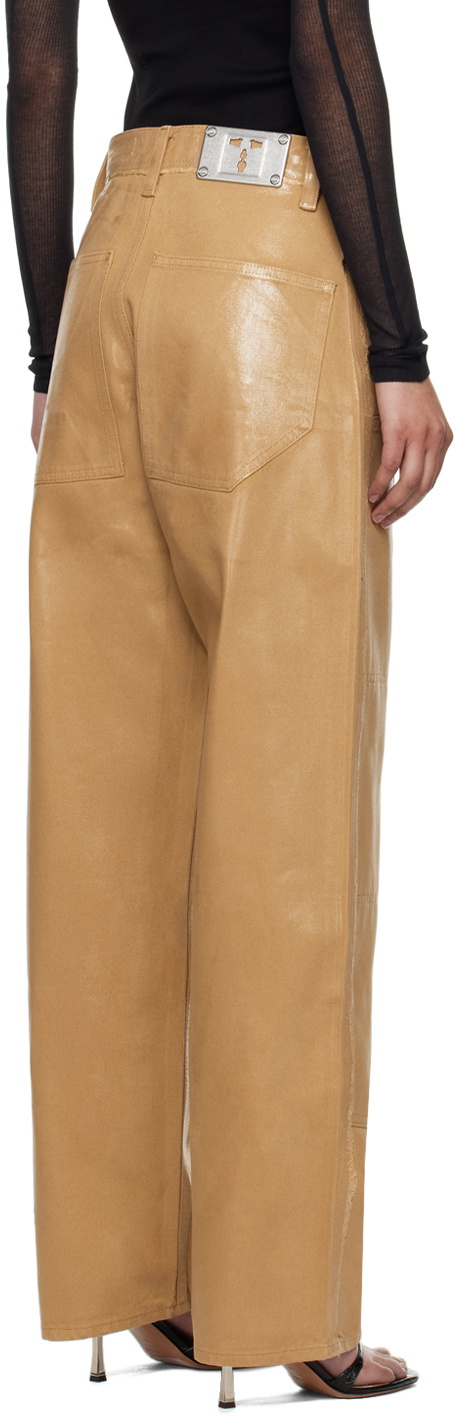 Dion Lee Beige Laminated Jeans