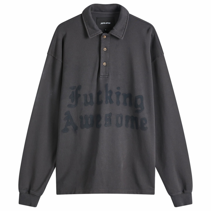 Photo: Fucking Awesome Men's Blackletter Rugby Shirt in Dark Grey