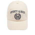 Sporty & Rich Men's Varsity Crest Embroidered Cap in Cream/Navy 