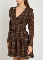 Paige Aries Patterned Silk Mini Dress Dark Brown