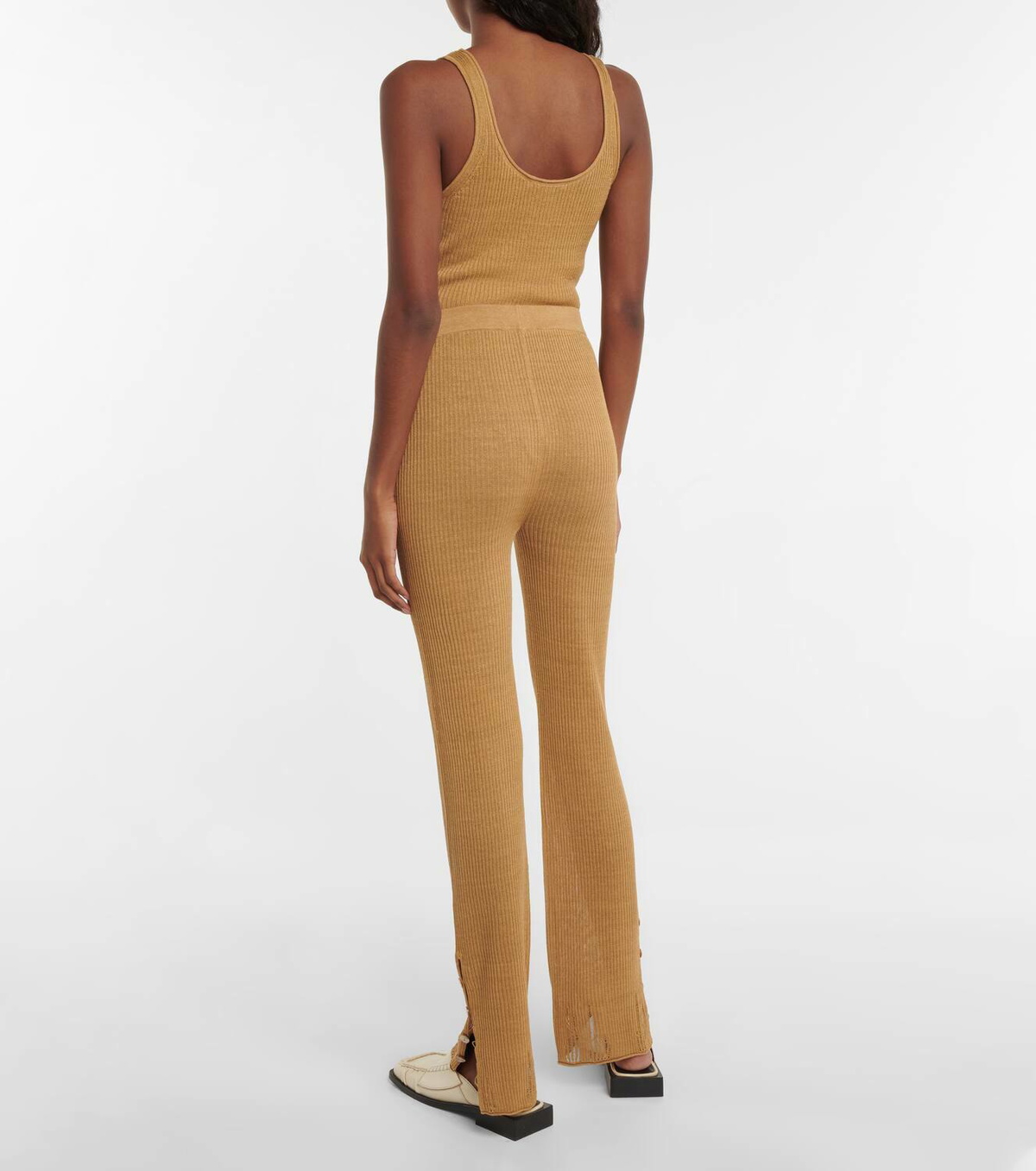 Acne Studios Ribbed-knit linen-blend leggings