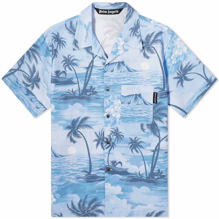 Photo: Palm Angels Men's Sunset Vacation Shirt in Indigo