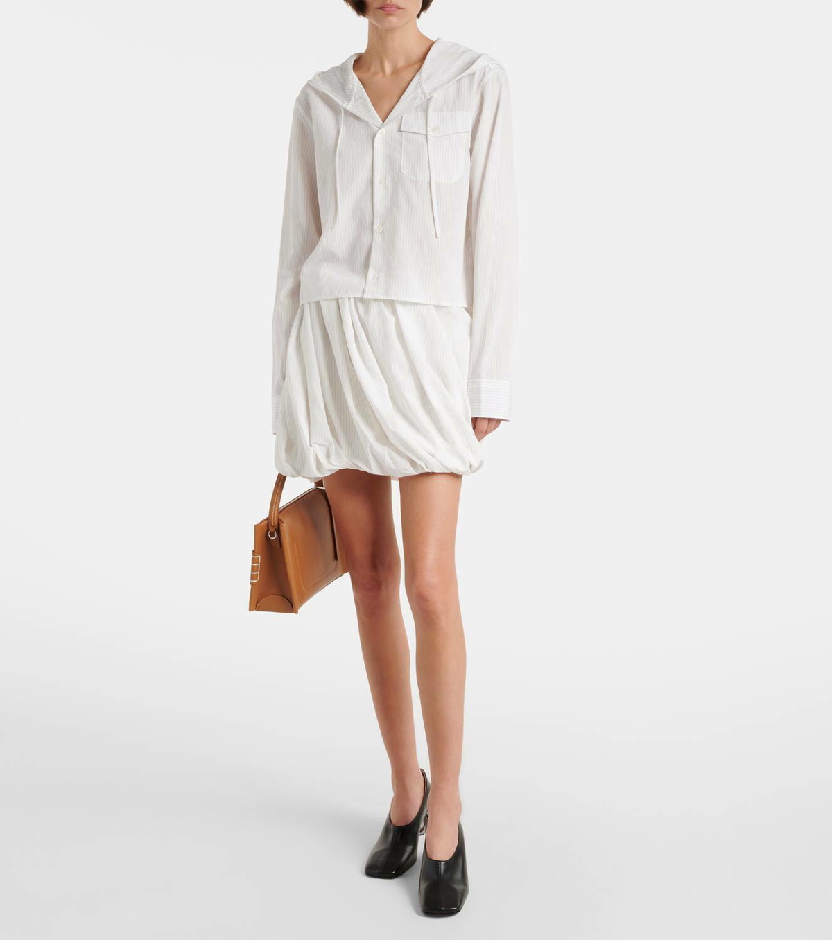 JW Anderson Gathered pinstripe balloon miniskirt