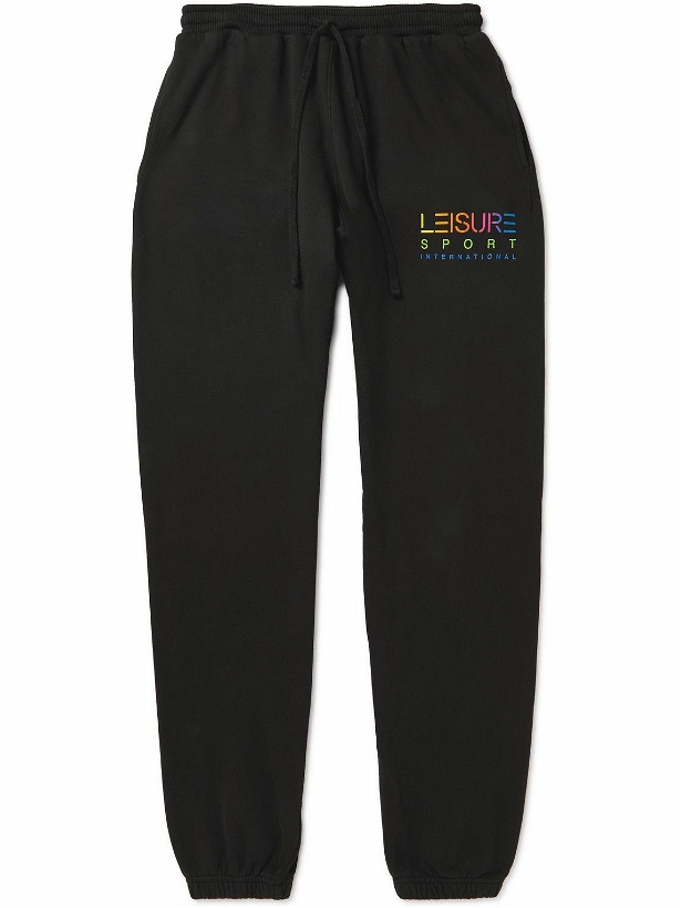 Photo: Pasadena Leisure Club - International Tapered Printed Cotton-Jersey Sweatpants - Black