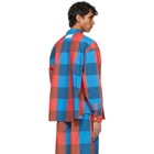 Sunnei Blue and Red Taffeta Check Overshirt