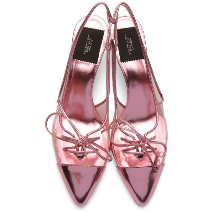 Marc Jacobs Transparent and Pink Cap Toe Slingback Heels