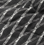 Balenciaga - Oversized Logo-Print Padded Brushed-Cotton Overshirt - Men - Black