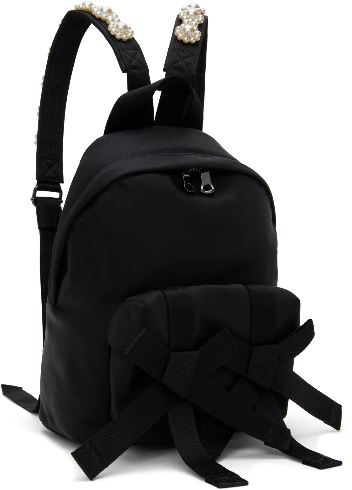 Simone Rocha Black Beaded Utility Bow Backpack