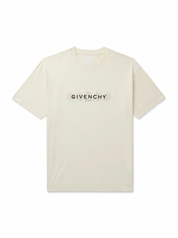 Photo: Givenchy - Tarot Story Logo-Print Cotton-Jersey T-Shirt - Neutrals