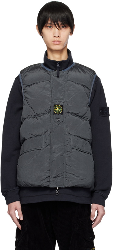 Photo: Stone Island Gray Quilted Reversible Down Vest