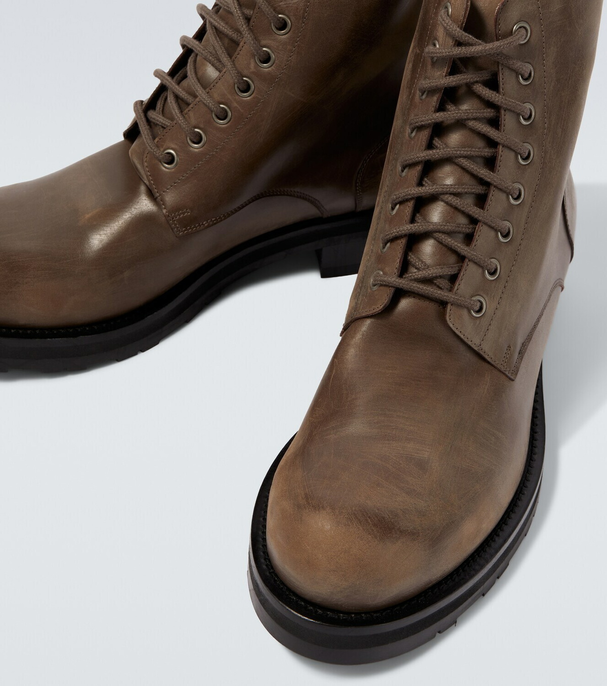 The Row Distressed leather combat boots