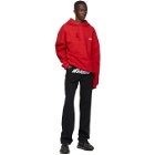 We11done Red Embroidered Logo Hoodie