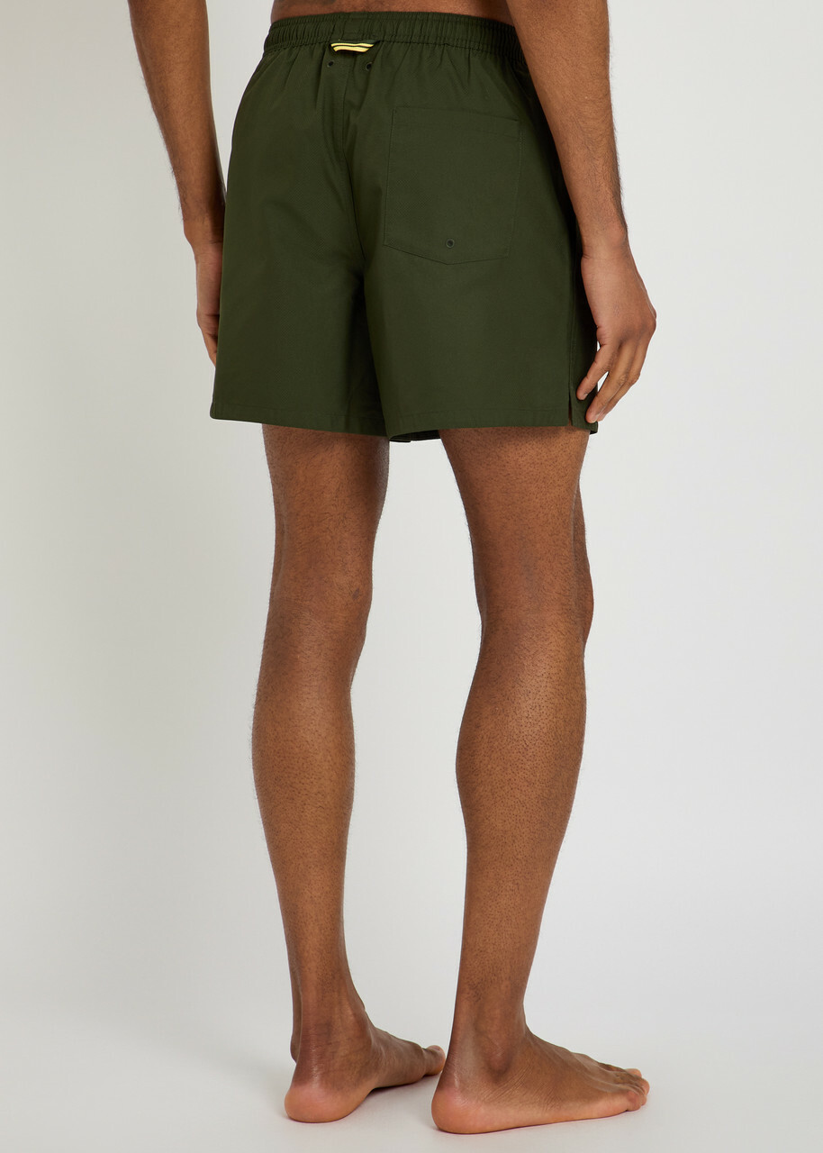 Fred Perry Logo-embroidered Shell Swim Shorts Dark Green