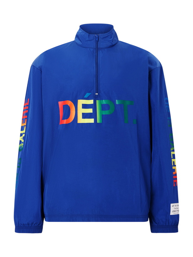 Photo: Gallery Dept. - Wave Logo-Print Shell Half-Zip Jacket - Blue