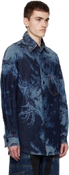 Feng Chen Wang Blue Printed Denim Shirt