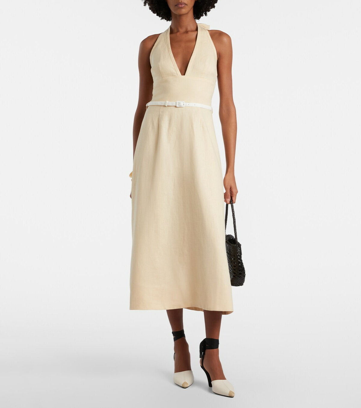 Posse Pamela halterneck linen midi dress