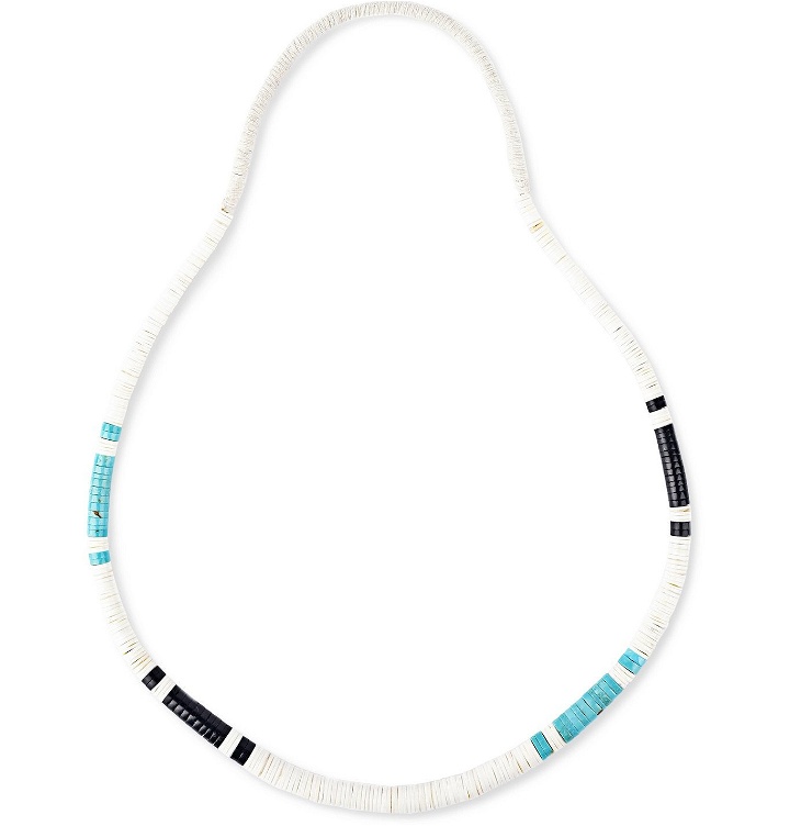 Photo: Peyote Bird - Turquoise, Jet and Shell Necklace - White