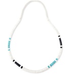 Peyote Bird - Turquoise, Jet and Shell Necklace - White