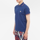 Moncler Men's Classic Logo Polo Shirt in Royal Blue