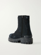 Balenciaga - Combat Strike Distressed Canvas Ankle Boots - Black