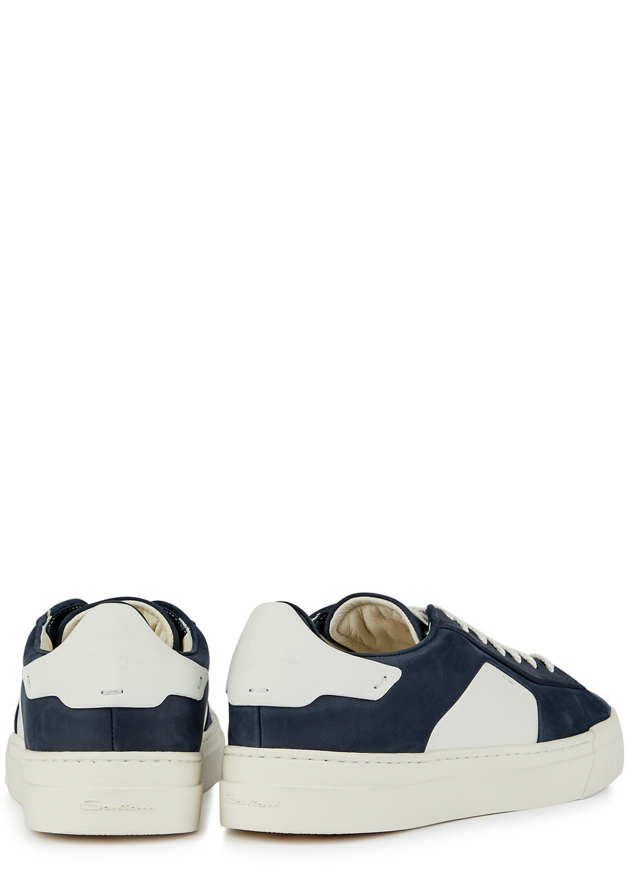 Santoni Darts Panelled Nubuck Sneakers Blue And White
