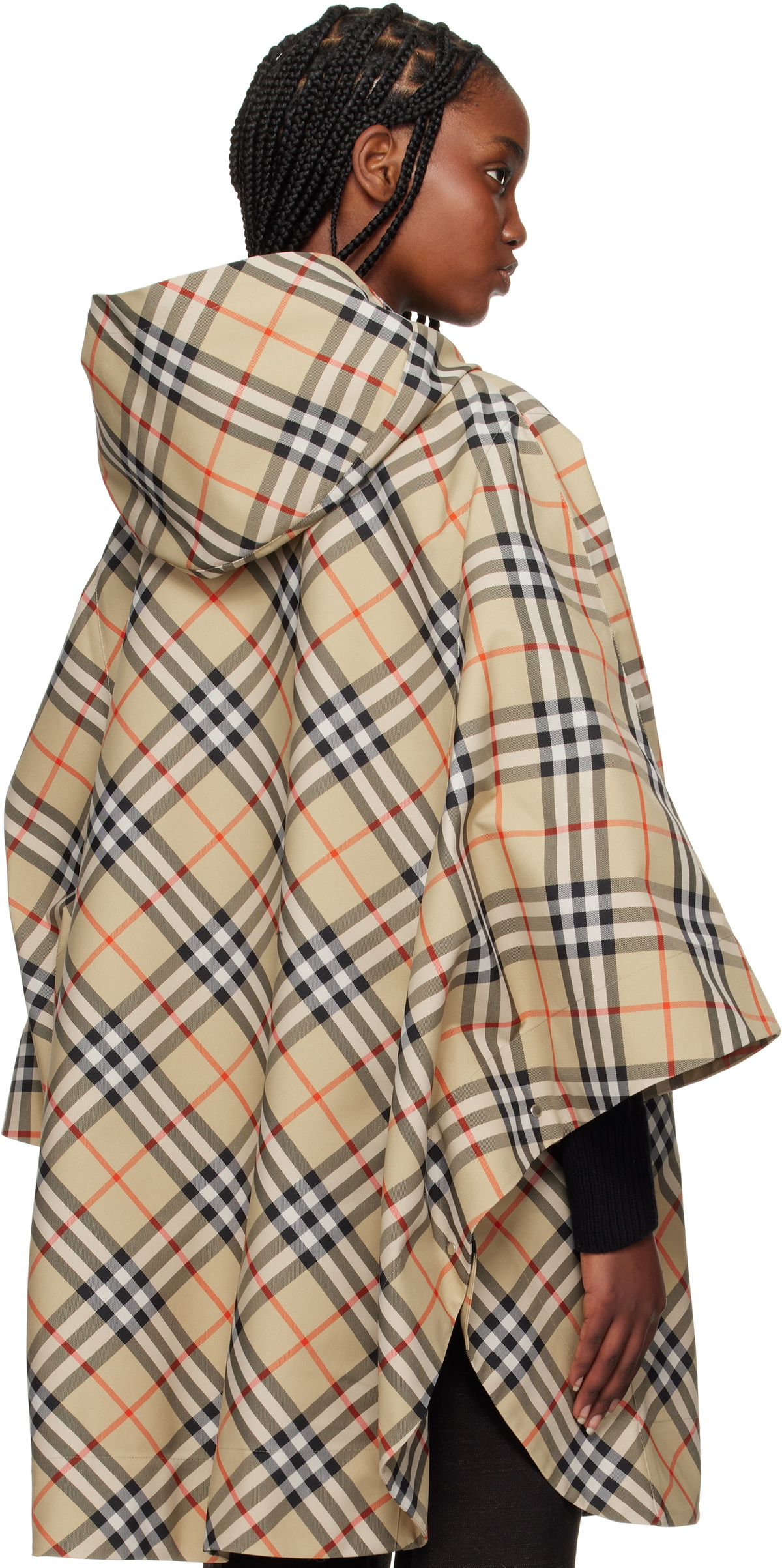 Burberry Beige Packaway Check Twill Cape Jacket