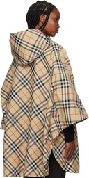Burberry Beige Packaway Check Twill Cape Jacket