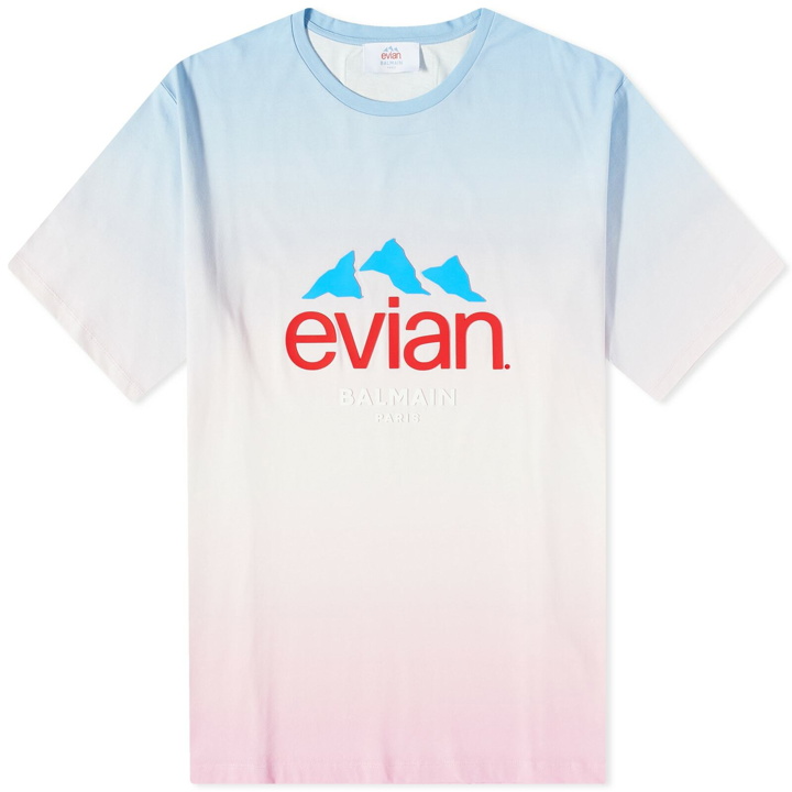 Photo: Balmain x Evian Tie Dye T-Shirt in Blue/Rose
