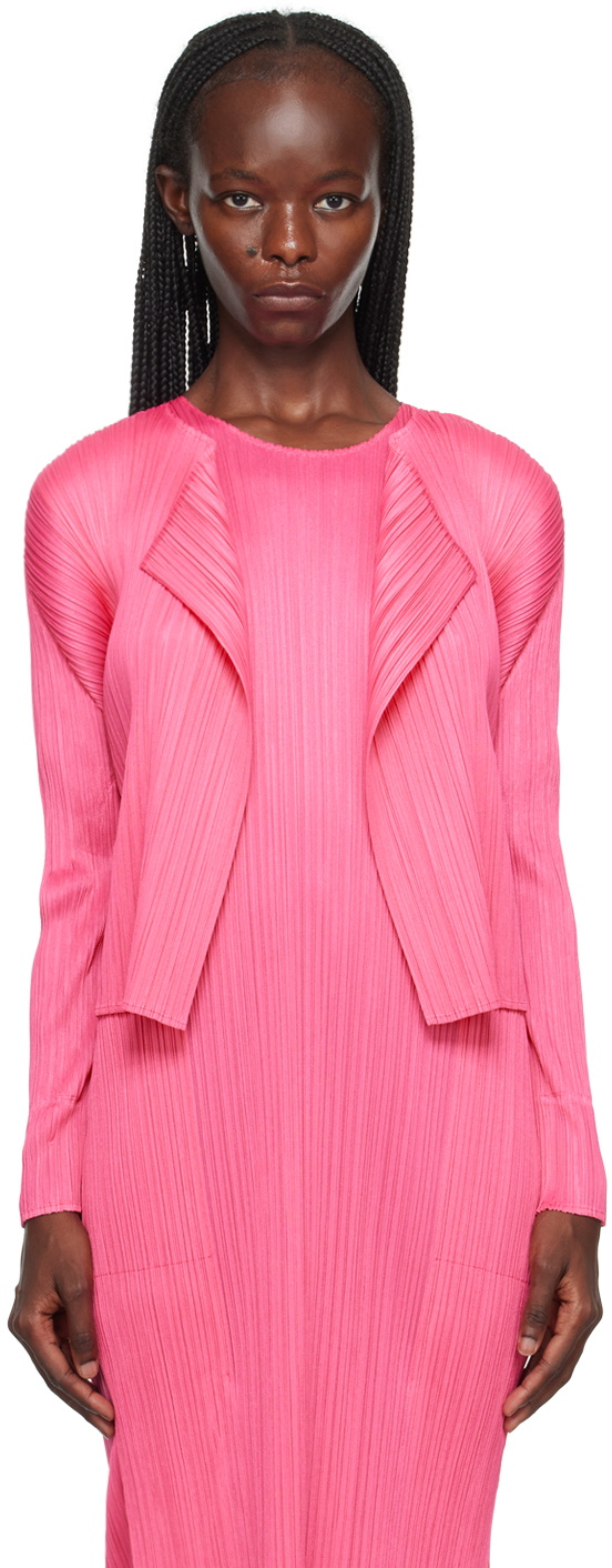 Pleats Please Issey Miyake Pink Monthly Colors July Cardigan