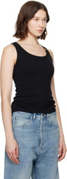 Versace Black Safety Pin Ribbed Tank Top