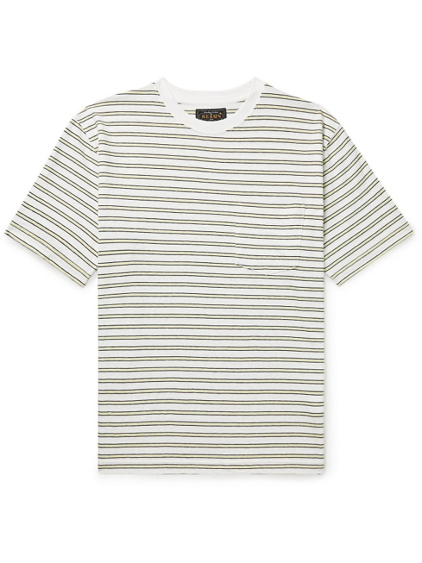 Photo: BEAMS PLUS - Striped Slub Cotton-Jersey T-Shirt - White