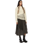Loewe Off-White and Black Alpaca and Wool Long Woven Fringe Sweater