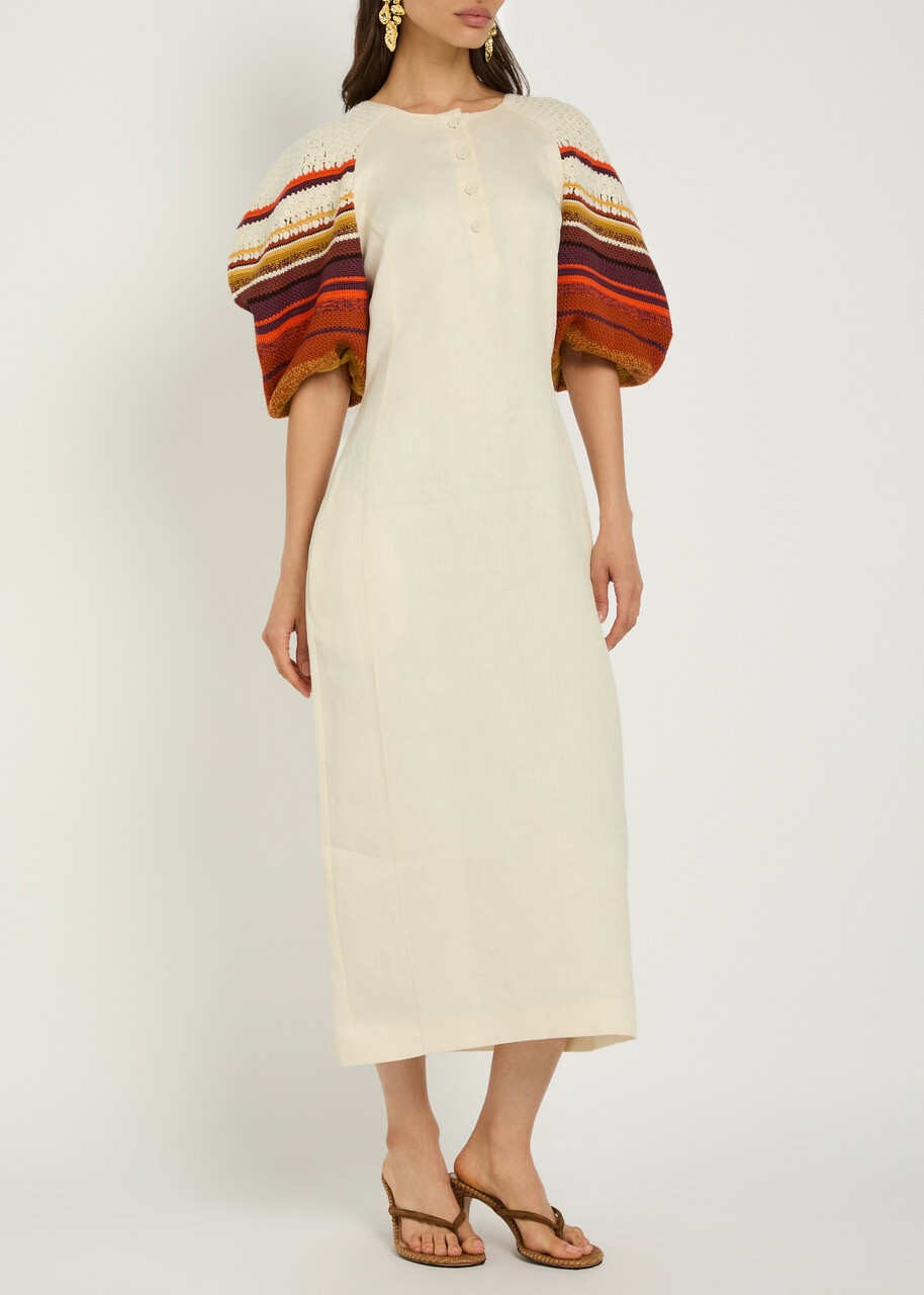Gabriela Hearst Nomo Striped-knit Linen Midi Dress Ivory