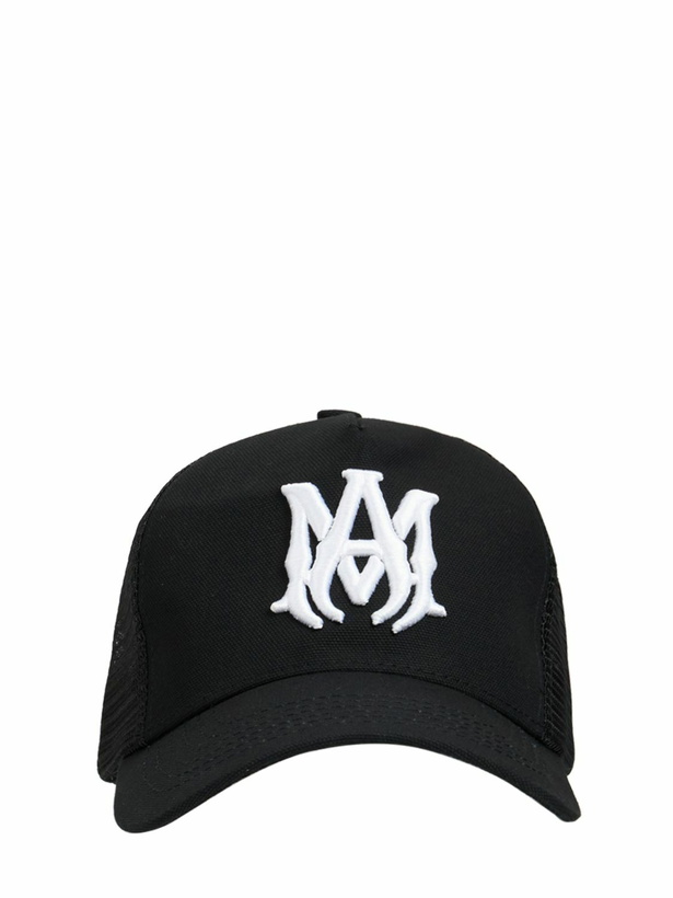 Photo: AMIRI Ma Logo Cotton Canvas Trucker Cap