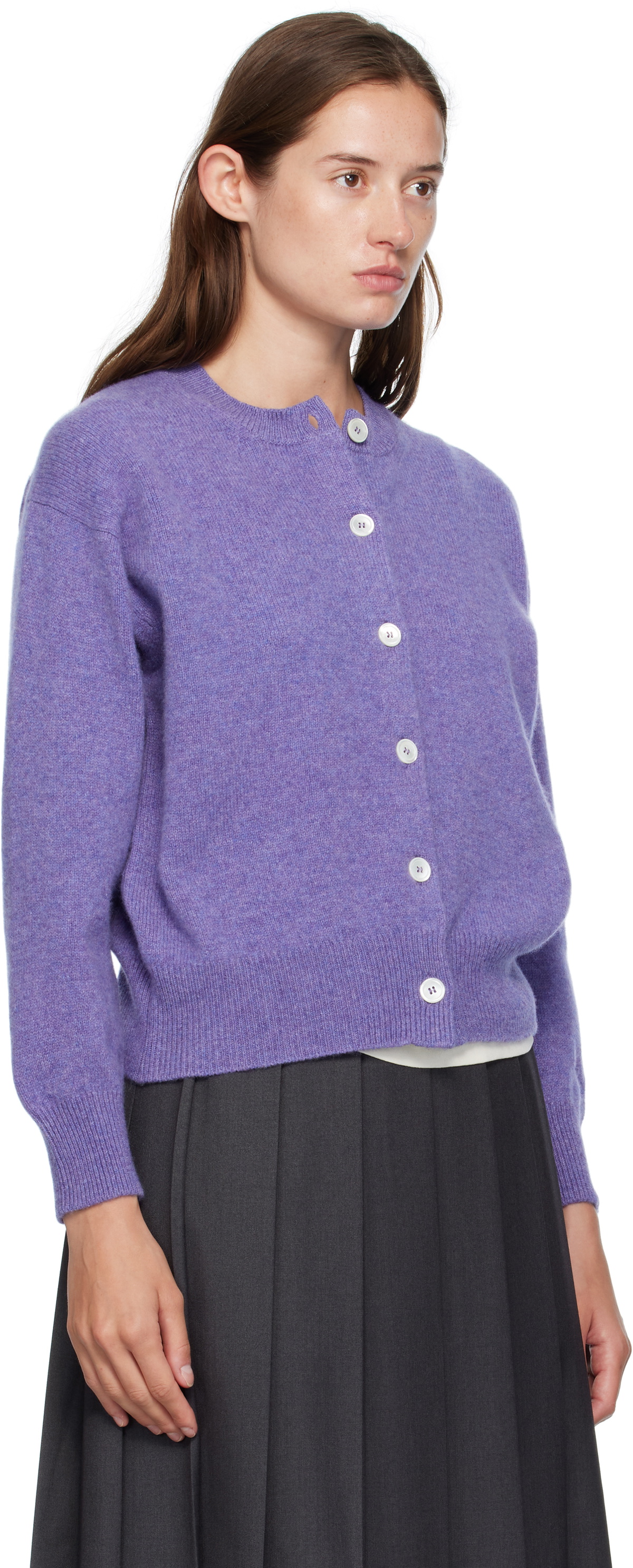 &Daughter Purple Ada Crewneck Cardigan