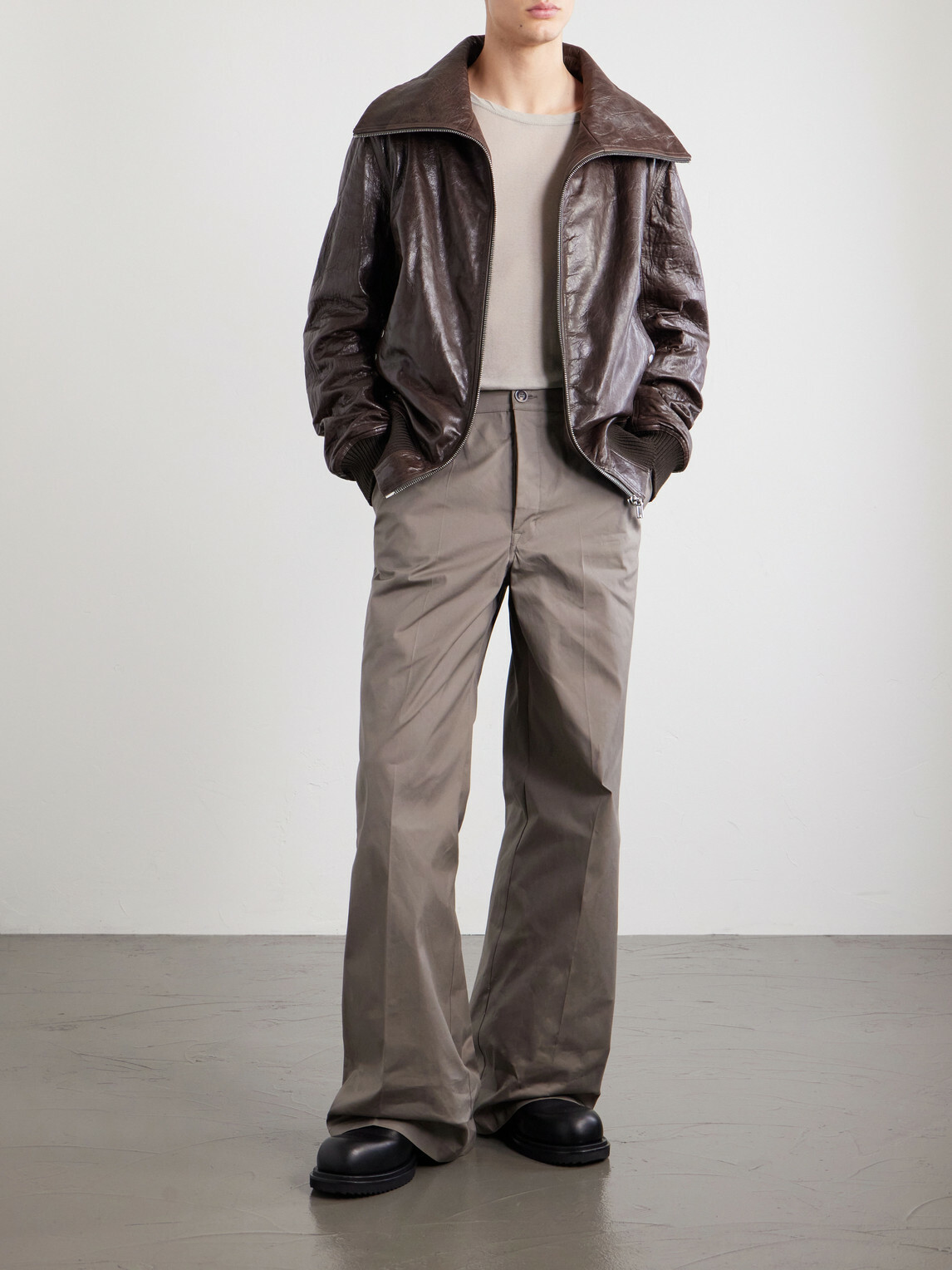 Rick Owens - Dracuflight Leather Jacket - Brown