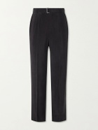 Officine Générale - Nash Wide-Leg Belted Pleated Canvas Trousers - Black