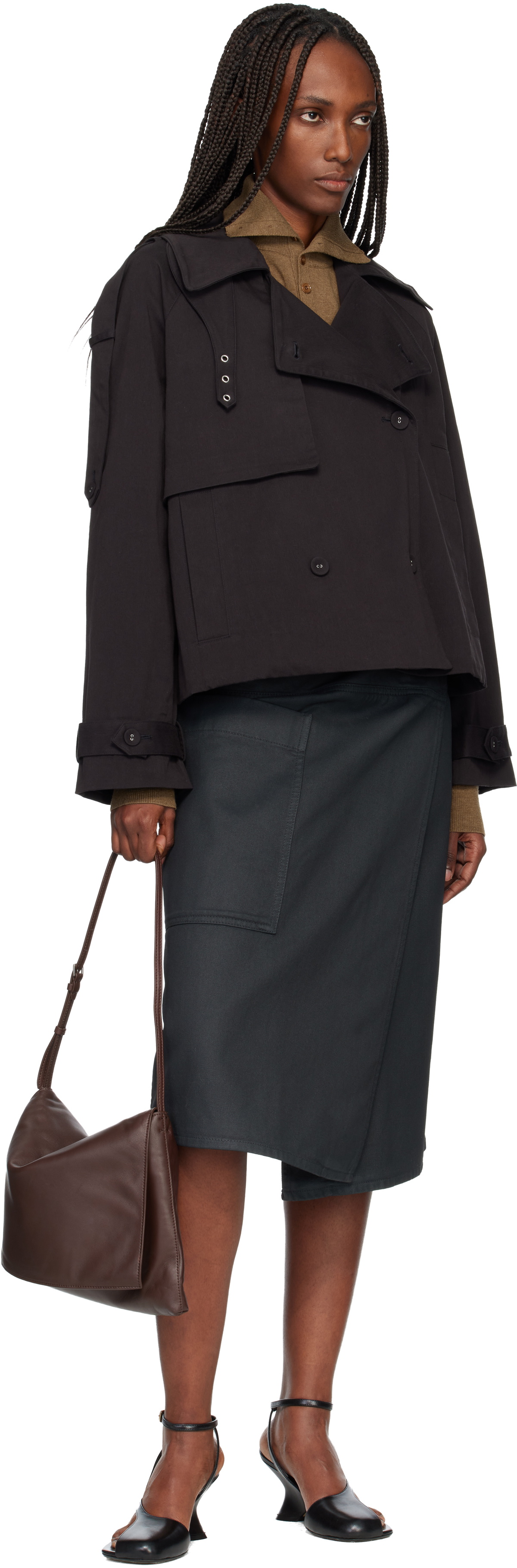 Proenza Schouler Black Proenza Schouler White Label Yasmin Cropped Trench Coat