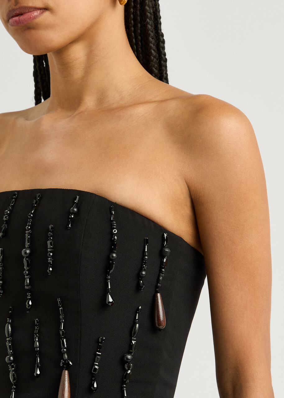16 Arlington Minelli Bead-embellished Midi Dress Black
