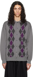 F-LAGSTUF-F Gray Argyle Cardigan