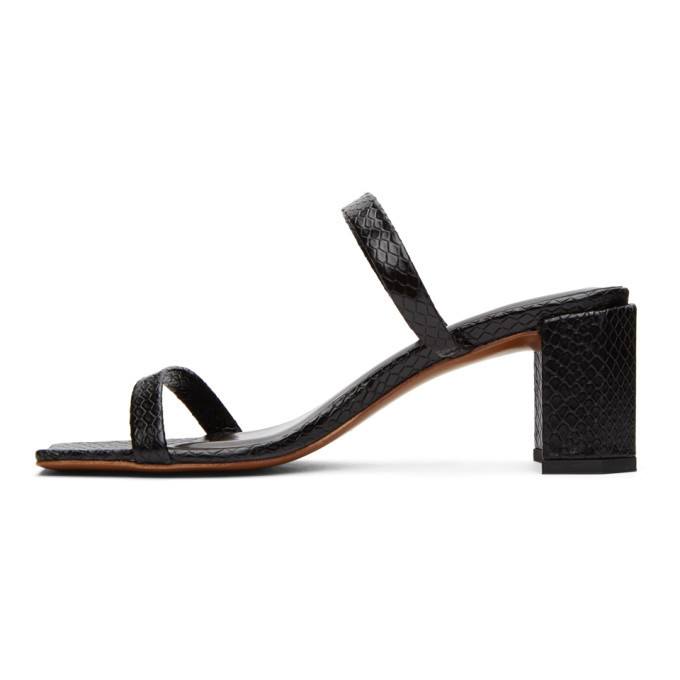 BY FAR Black Snake Tanya Heeled Sandals By Far