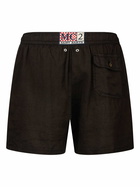 MC2 Saint Barth Man Mid-length Black Linen Swim-shorts Gustavia