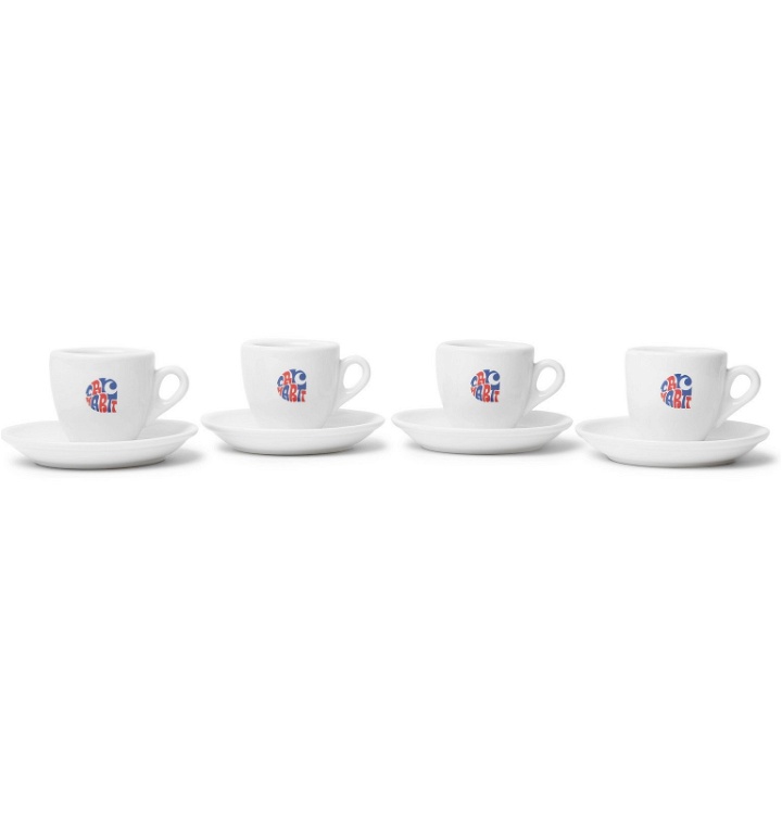 Photo: Carhartt WIP - Clearwater Set of Four Logo-Print Porcelain Espresso Cups - White