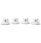 Carhartt WIP - Clearwater Set of Four Logo-Print Porcelain Espresso Cups - White