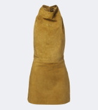 Retrofête Zoriel draped open-back suede minidress