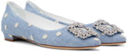 Manolo Blahnik Blue Hangisiflat Ballerina Flats