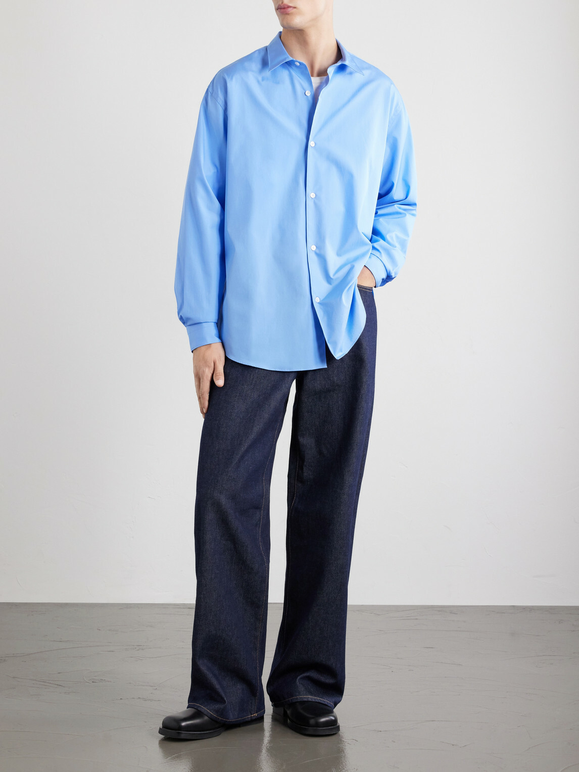 A.PRESSE - Cotton-Poplin Shirt - Blue