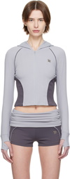 MISBHV Gray Lycra Zipped Sport Hoodie