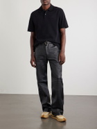LOEWE - Anagram-Embroidered Cotton-Piqué Polo Shirt - Black
