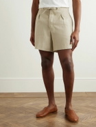 Stòffa - Straight-Leg Linen Drawstring Shorts - Neutrals